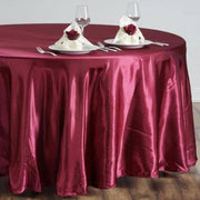 108" Satin Round Tablecloth Wedding Party Table Linens - Burgundy TAB_STN108_BURG