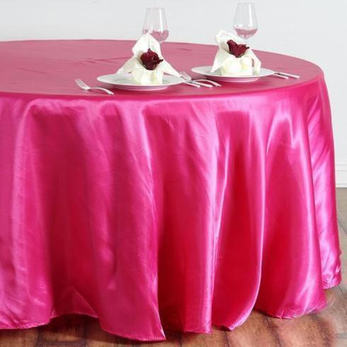 108" Satin Round Tablecloth Wedding Party Table Linens - Fuchsia TAB_STN108_FUSH