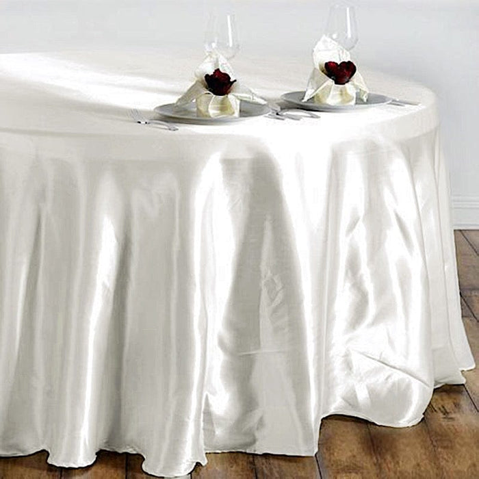 108" Satin Round Tablecloth Wedding Party Table Linens TAB_STN108_IVR