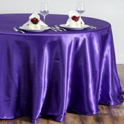 108" Satin Round Tablecloth Wedding Party Table Linens - Purple TAB_STN108_PURP