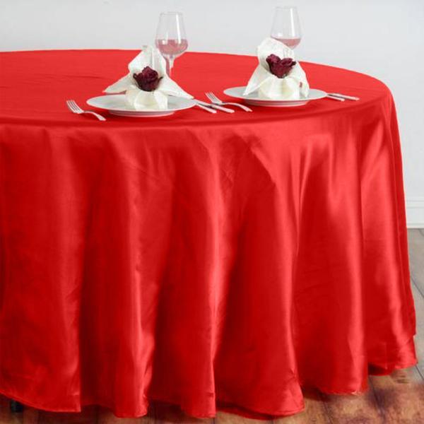 108" Satin Round Tablecloth Wedding Party Table Linens TAB_STN108_RED