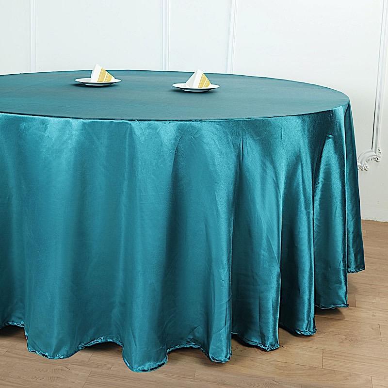108" Satin Round Tablecloth Wedding Party Table Linens - Teal TAB_STN108_TEAL