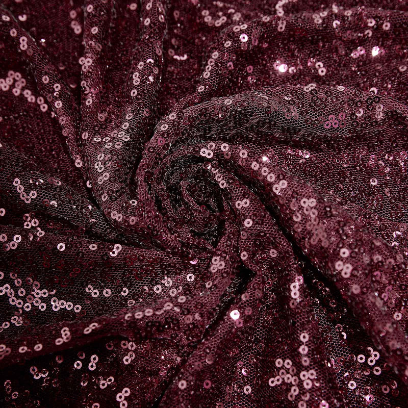 108" Sequined Round Tablecloth - Burgundy TAB_02_108_BURG