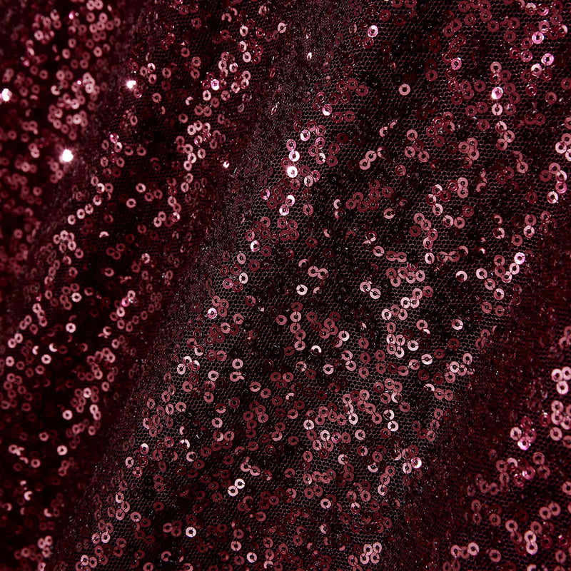 108" Sequined Round Tablecloth - Burgundy TAB_02_108_BURG