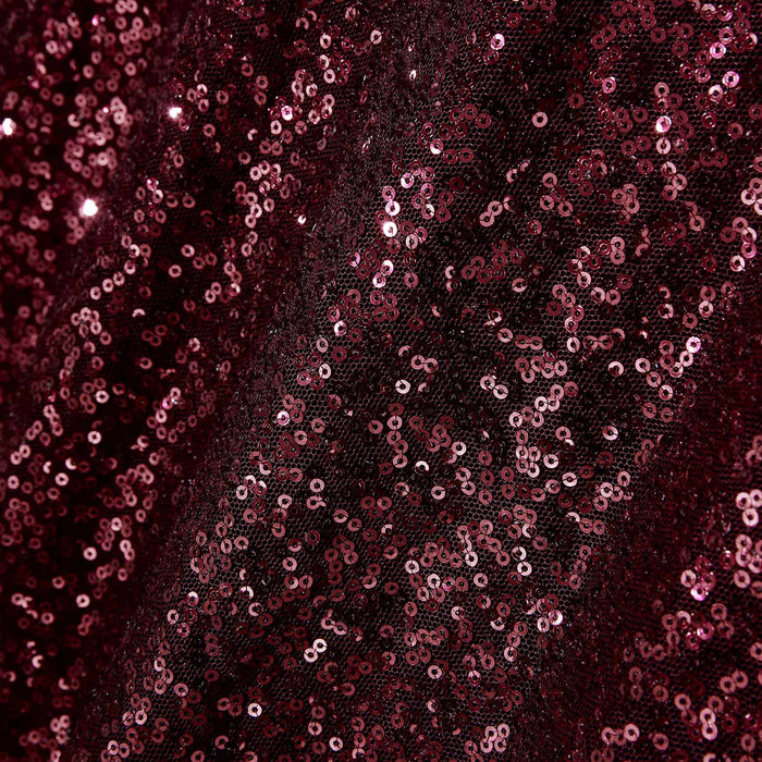 108" Sequined Round Tablecloth - Burgundy TAB_02_108_BURG