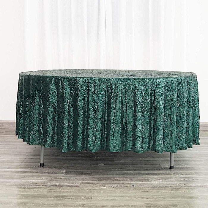 108" Sequined Round Tablecloth - Hunter Green TAB_02_108_HUNT