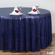 108" Sequined Round Tablecloth - Navy Blue TAB_02_108_NAVY
