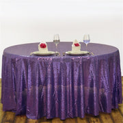 108" Sequined Round Tablecloth - Purple TAB_02_108_PURP