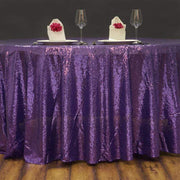 108" Sequined Round Tablecloth - Purple TAB_02_108_PURP