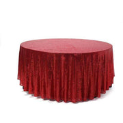 108" Sequined Round Tablecloth - Red TAB_02_108_RED