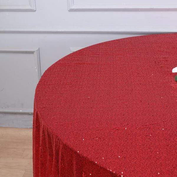 108" Sequined Round Tablecloth - Red TAB_02_108_RED