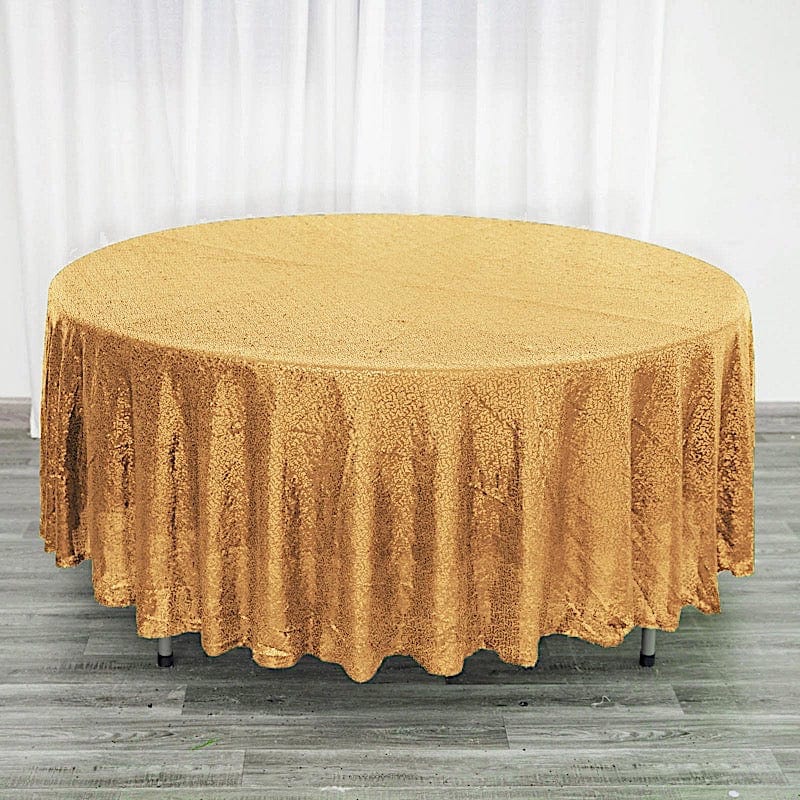 108" Sequined Round Tablecloth TAB_02_108_GOLD