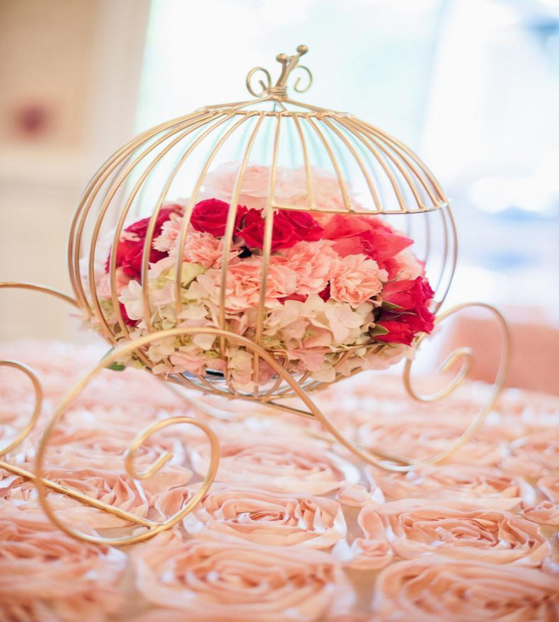 11" tall Cinderella Coach Plant Stand Party Centerpiece - Gold IRON_COACH01_GOLD