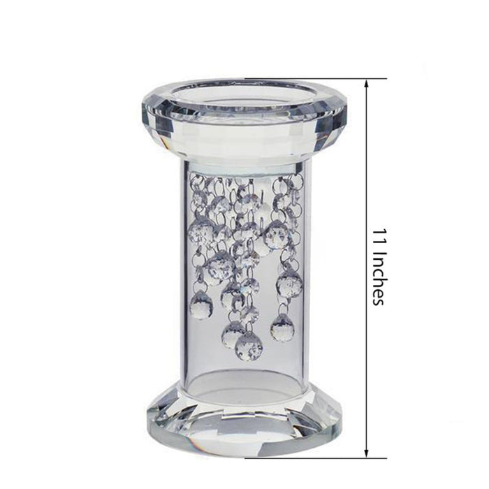 11" tall Glass Crystal Wedding Party Centerpiece Pedestal Riser - Clear CHDLR_GLAS_009