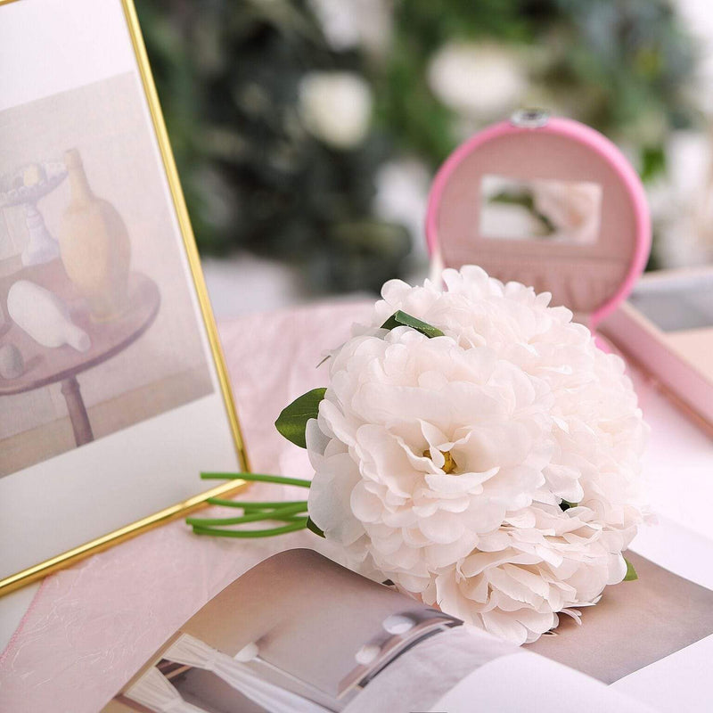 11" tall Silk Artificial Peony Flowers Bouquet Arrangement