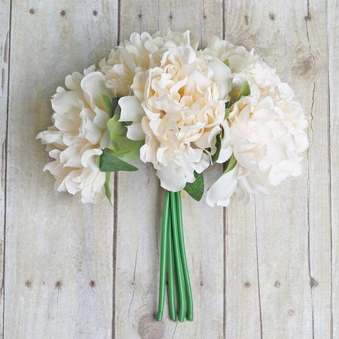 11" tall Silk Artificial Peony Flowers Bouquet Arrangement