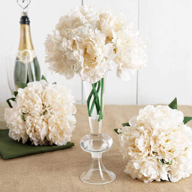 11" tall Silk Artificial Peony Flowers Bouquet Arrangement