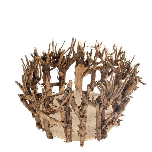 11" wide Natural Wood Rustic Candle Holder Vase - Brown WOD_CAND_008_NAT