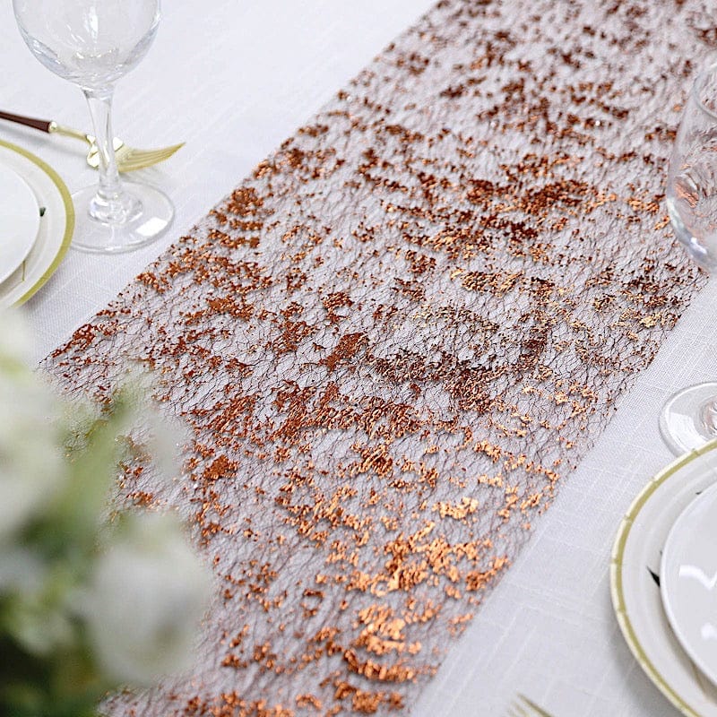 11"x108" Metallic Thin Mesh Polyester Table Runner Wedding Linens