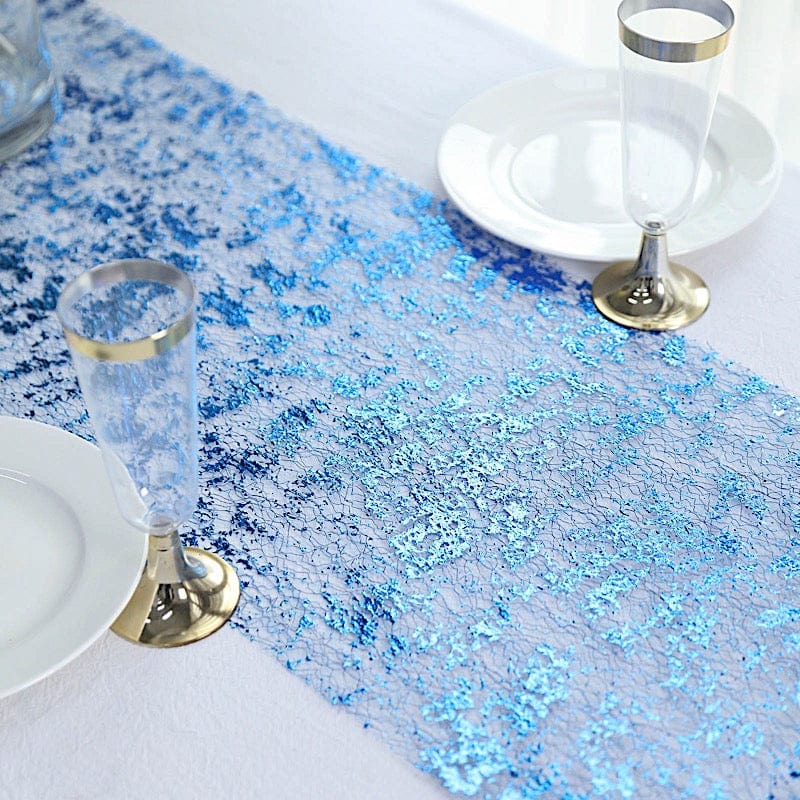 11"x108" Metallic Thin Mesh Polyester Table Runner Wedding Linens
