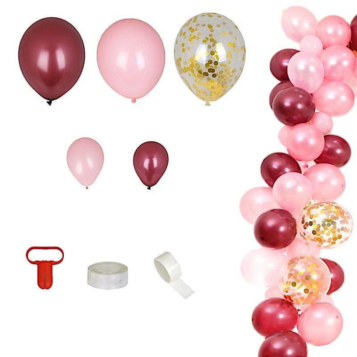 110 pcs Balloons Garland Arch Party Decorations Kit - Pink Burgundy Clear BLOON_KIT05_BGBL