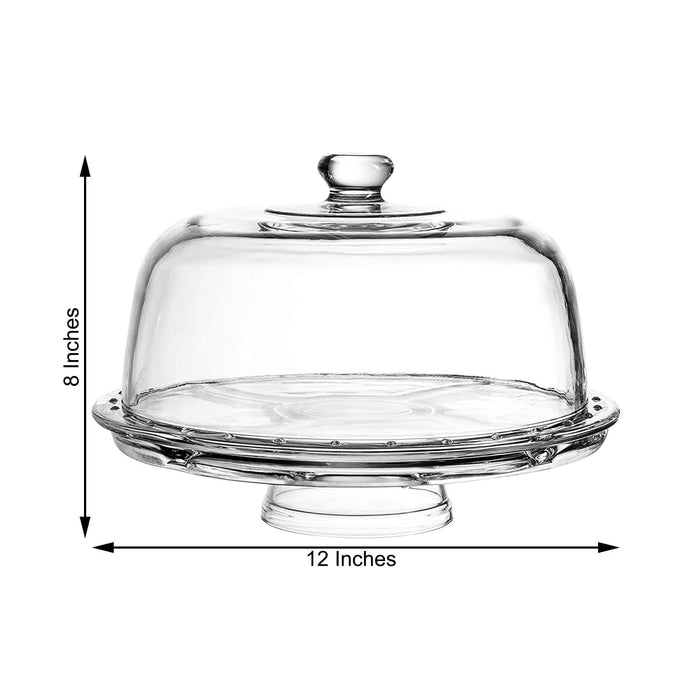 12" Acrylic Cake Stand with Dome 6 in 1 Multifunctional Serving Platter - Clear CAKE_PLST_001_CLR