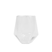 12 Clear 12 oz Geometric Stemless Plastic Wine Glasses - Disposable Tableware DSP_CUWN005_12_CLR