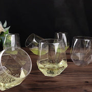 12 Clear 12 oz Geometric Stemless Plastic Wine Glasses - Disposable Tableware DSP_CUWN005_12_CLR