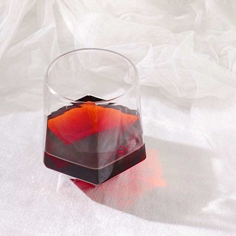 12 Clear 12 oz Geometric Stemless Plastic Wine Glasses - Disposable Tableware DSP_CUWN005_12_CLR