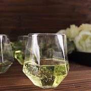 12 Clear 12 oz Geometric Stemless Plastic Wine Glasses - Disposable Tableware DSP_CUWN005_12_CLR