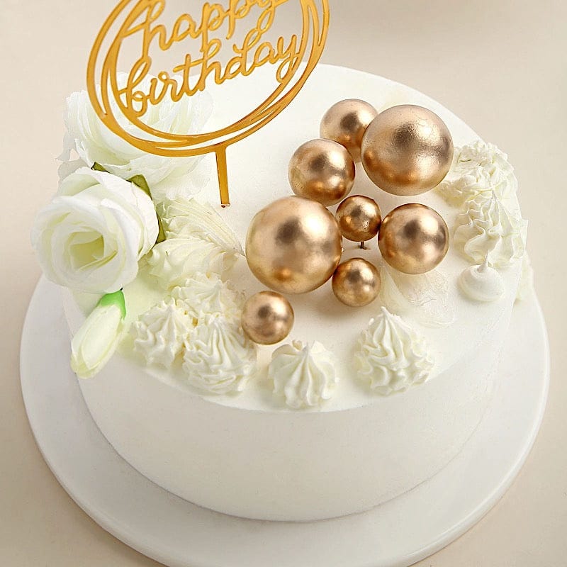 12 Faux Pearl Balls Cake Topper Picks Cupcake Decorations