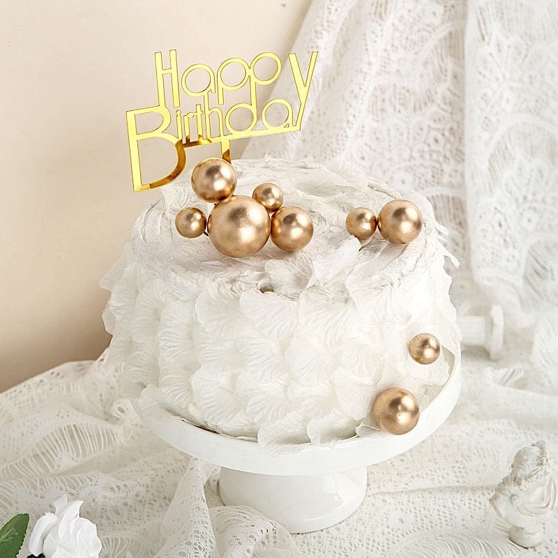 12 Faux Pearl Balls Cake Topper Picks Cupcake Decorations