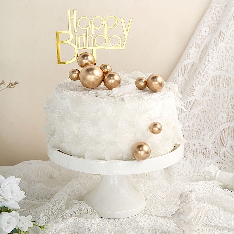 12 Faux Pearl Balls Cake Topper Picks Cupcake Decorations