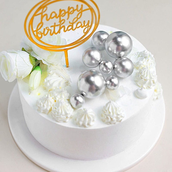 12 Faux Pearl Balls Cake Topper Picks Cupcake Decorations