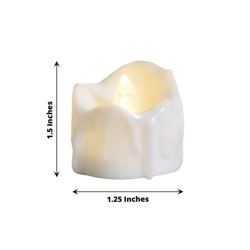 12 Flameless 1.5" Battery Operated LED Tealight Candles Dripping Wax Design LED_CAND_TL004_WHT