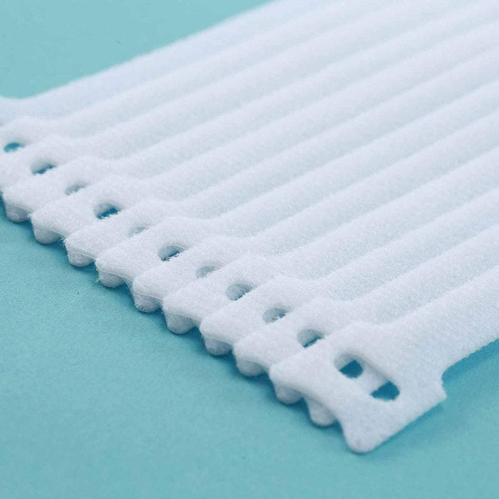 12 Hook and Loop 8" long Fastener Reusable Velcro Strips FAB_VLCR001_08_WHT