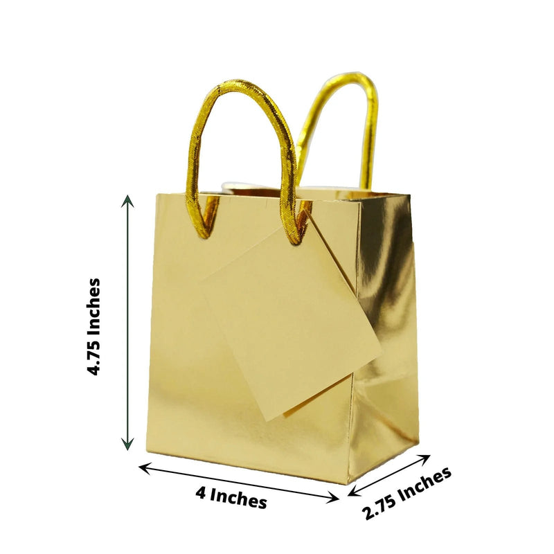 12 Metallic 5" Mini Paper Favor Gift Bags with Handles