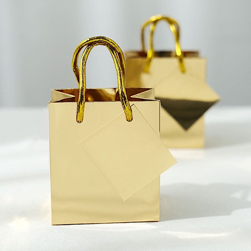12 Metallic 5" Mini Paper Favor Gift Bags with Handles