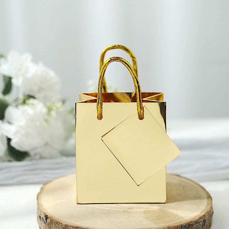 12 Metallic 5" Mini Paper Favor Gift Bags with Handles