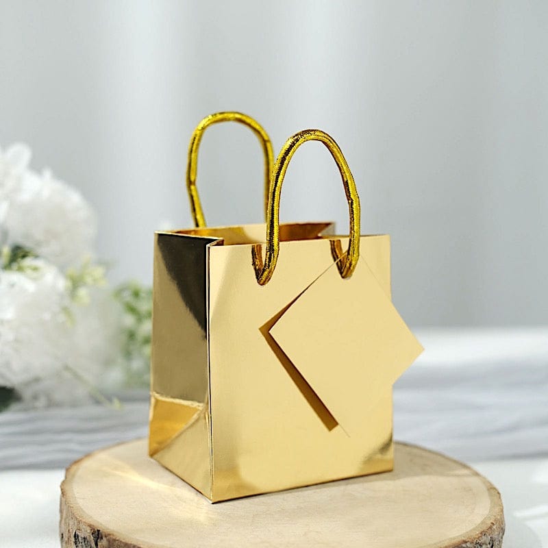 12 Metallic 5" Mini Paper Favor Gift Bags with Handles