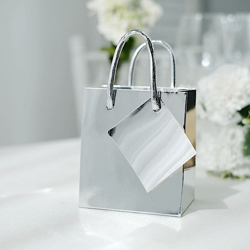 12 Metallic 5" Mini Paper Favor Gift Bags with Handles