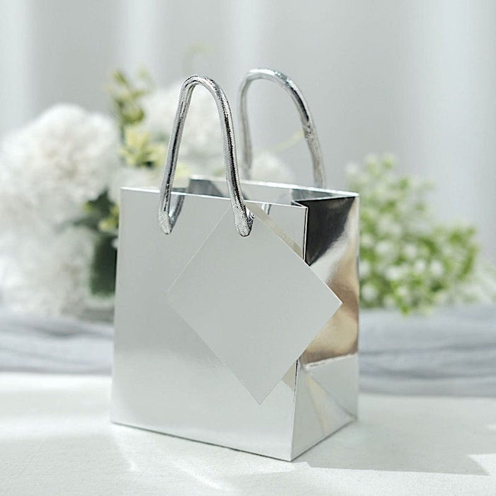 12 Metallic 5" Mini Paper Favor Gift Bags with Handles