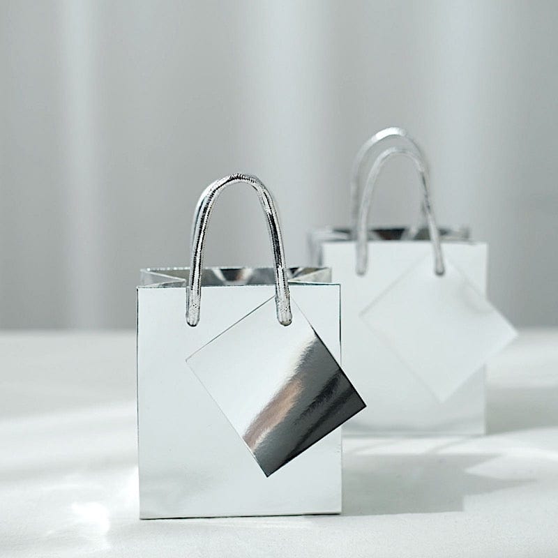12 Metallic 5" Mini Paper Favor Gift Bags with Handles