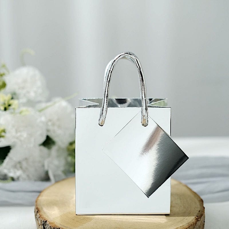 12 Metallic 5" Mini Paper Favor Gift Bags with Handles