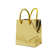 12 Metallic 5" Mini Paper Favor Gift Bags with Handles BAG_PAP01_4X4_GOLD