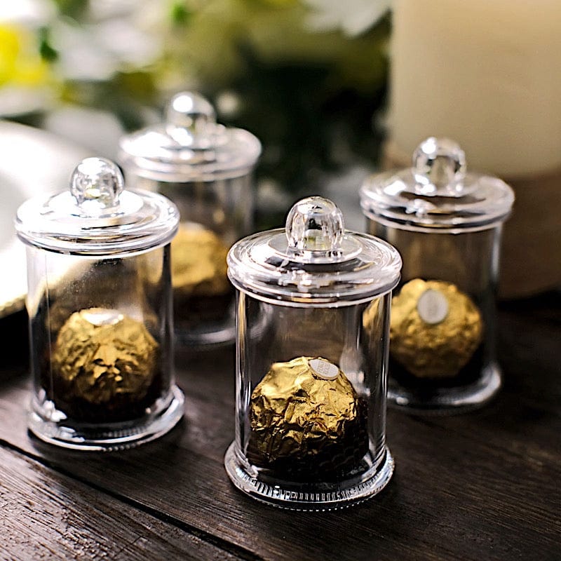 12 Mini 3.5" Plastic Candy Jars with Lids Favor Holders - Clear PLTC_FIL_028_S_CLR