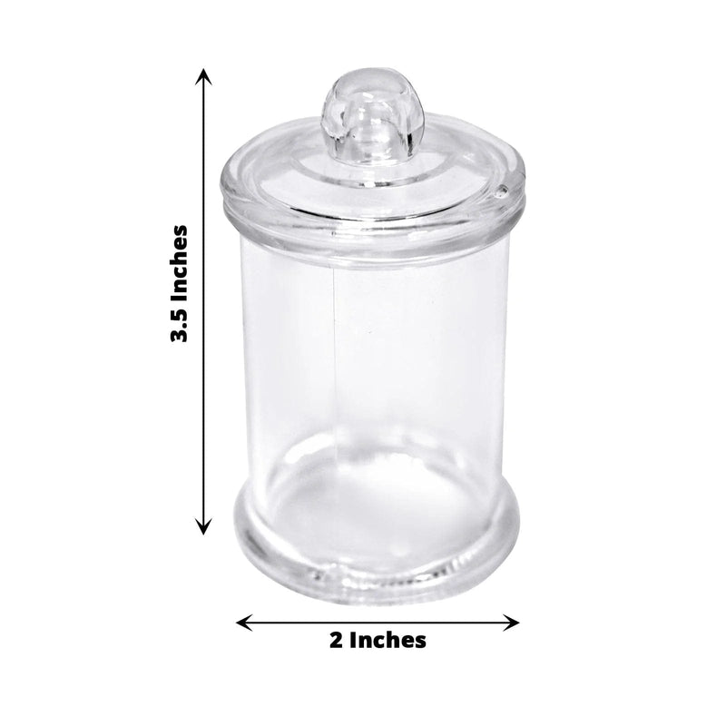 12 Mini 3.5" Plastic Candy Jars with Lids Favor Holders - Clear PLTC_FIL_028_S_CLR