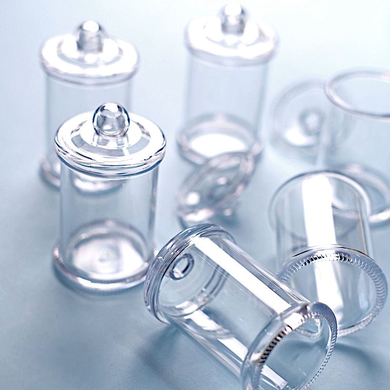 12 Mini 3.5" Plastic Candy Jars with Lids Favor Holders - Clear PLTC_FIL_028_S_CLR