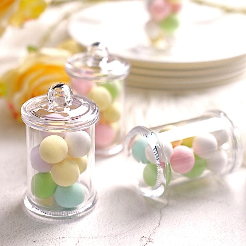 12 Mini 3.5" Plastic Candy Jars with Lids Favor Holders - Clear PLTC_FIL_028_S_CLR