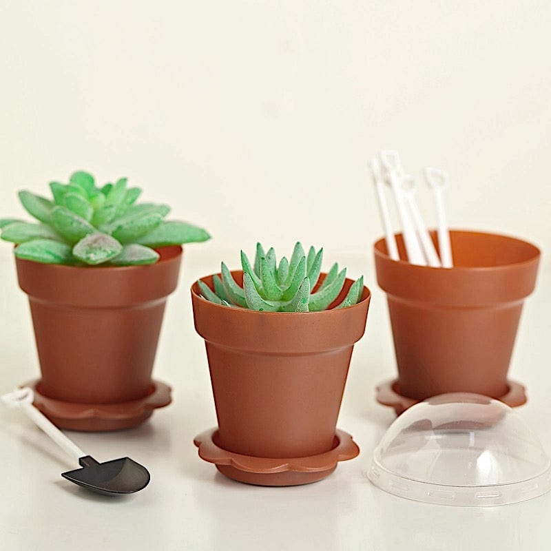 12 Mini Flower Pot Dessert Cups with Lid and Shovel Spoon